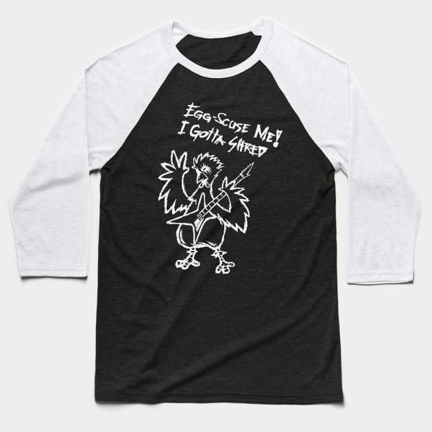 Heavy Metal Band Guitarist Chicken Guitar Playing Chick Gift Baseball T-Shirt by TellingTales